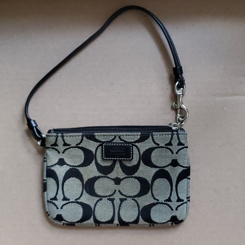 Black canvas Coach wristlet